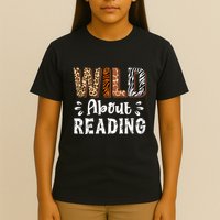 Wild About Reading Books Reader Lover Animals Leopard Zebra T-Shirt