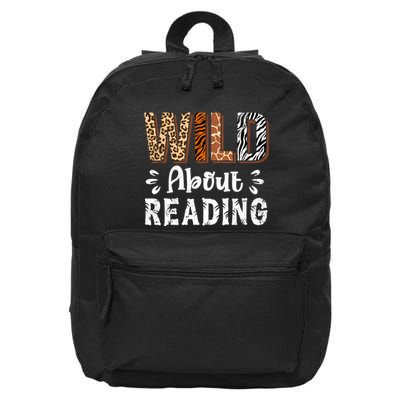 Wild About Reading Books Reader Lover Animals Leopard Zebra 16 in Basic Backpack