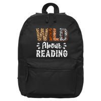 Wild About Reading Books Reader Lover Animals Leopard Zebra 16 in Basic Backpack