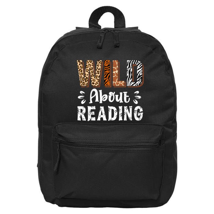 Wild About Reading Books Reader Lover Animals Leopard Zebra 16 in Basic Backpack