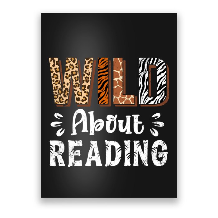 Wild About Reading Books Reader Lover Animals Leopard Zebra Poster