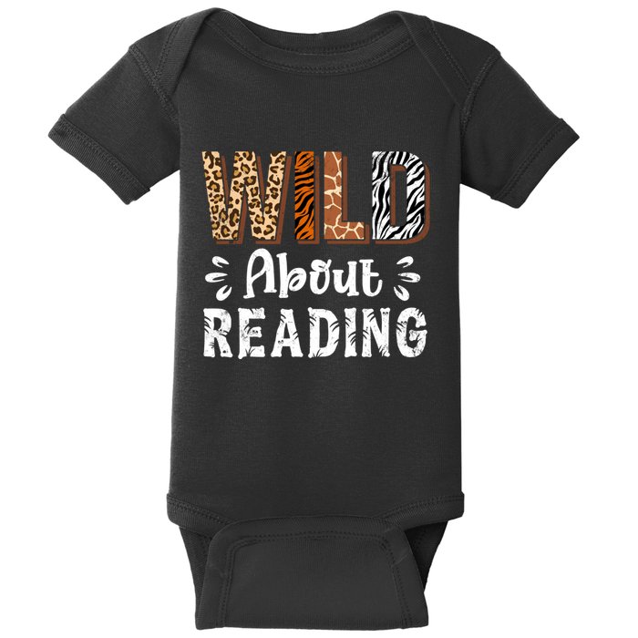Wild About Reading Books Reader Lover Animals Leopard Zebra Baby Bodysuit