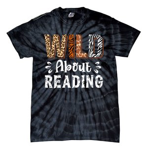 Wild About Reading Books Reader Lover Animals Leopard Zebra Tie-Dye T-Shirt