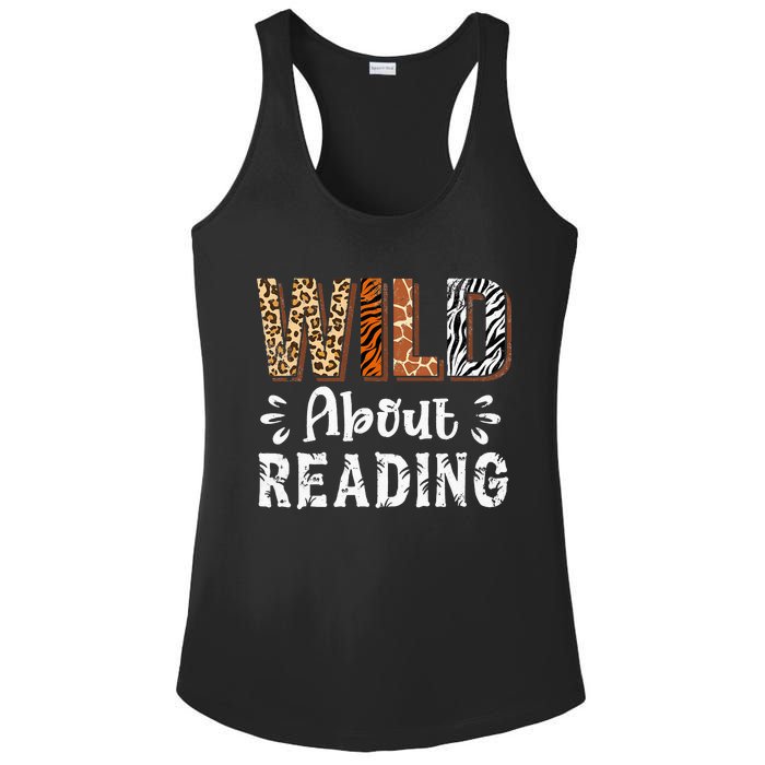 Wild About Reading Books Reader Lover Animals Leopard Zebra Ladies PosiCharge Competitor Racerback Tank