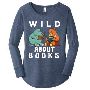 Wild About Reading Love Books Nerd Bookworm Librarian Women's Perfect Tri Tunic Long Sleeve Shirt