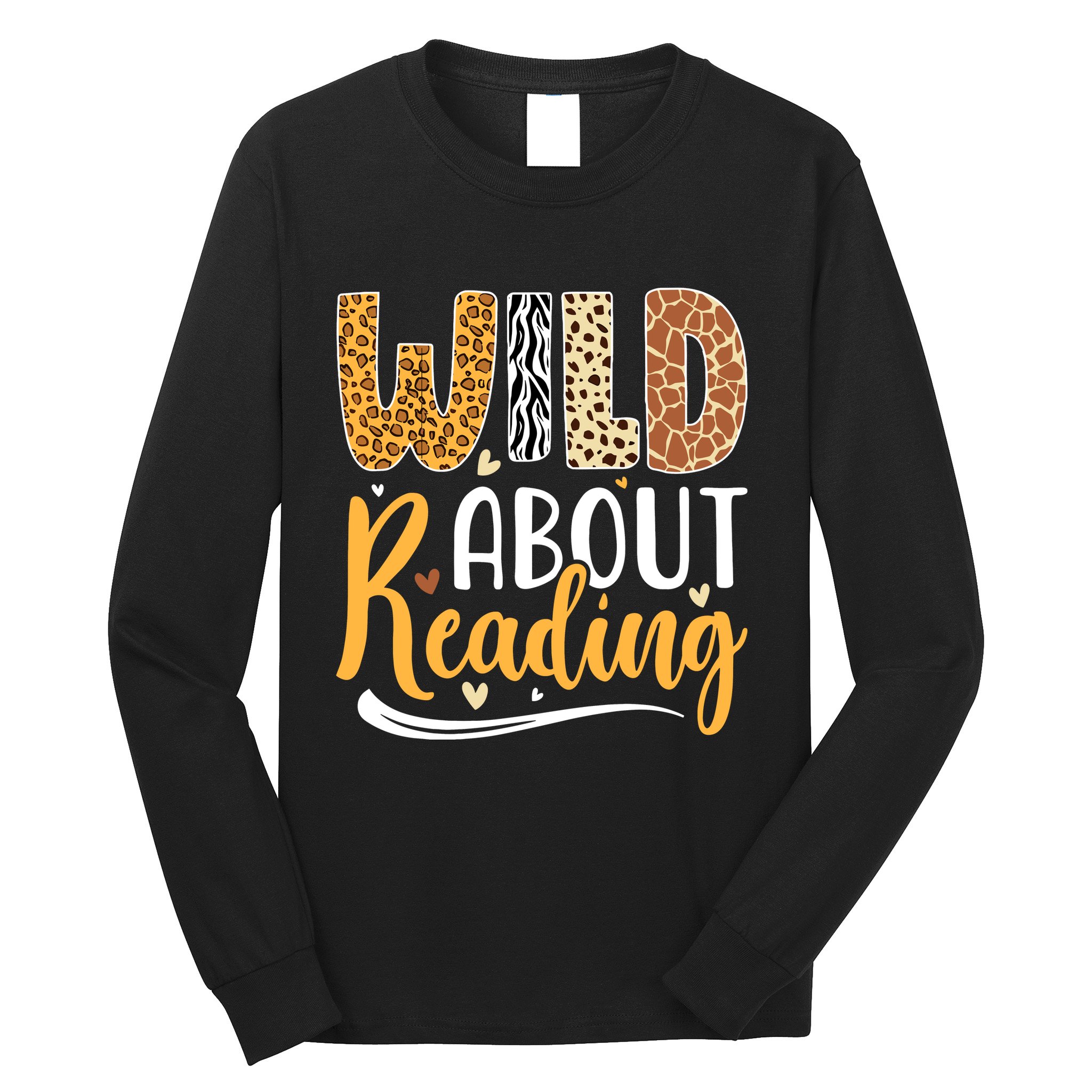Wild About Reading Books Readers Lovers Bookworm Library Day Long Sleeve Shirt