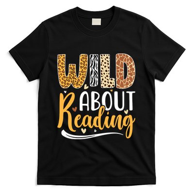 Wild About Reading Books Readers Lovers Bookworm Library Day T-Shirt