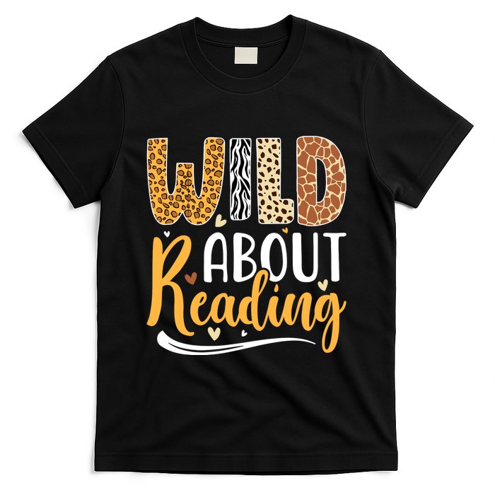Wild About Reading Books Readers Lovers Bookworm Library Day T-Shirt