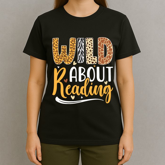 Wild About Reading Books Readers Lovers Bookworm Library Day T-Shirt