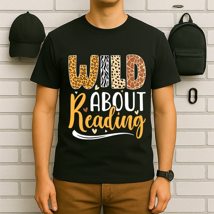 Wild About Reading Books Readers Lovers Bookworm Library Day T-Shirt