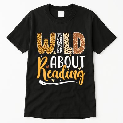 Wild About Reading Books Readers Lovers Bookworm Library Day Tall T-Shirt