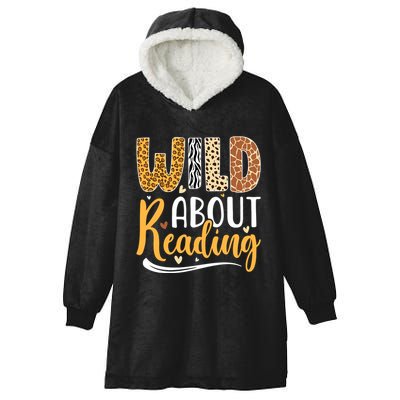 Wild About Reading Books Readers Lovers Bookworm Library Day Hooded Wearable Blanket