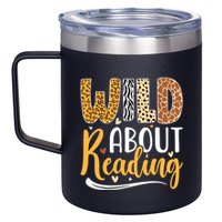 Wild About Reading Books Readers Lovers Bookworm Library Day 12oz Stainless Steel Coffee Mug