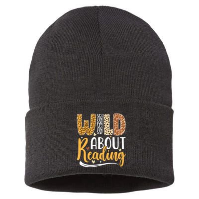 Wild About Reading Books Readers Lovers Bookworm Library Day Sustainable Knit Beanie
