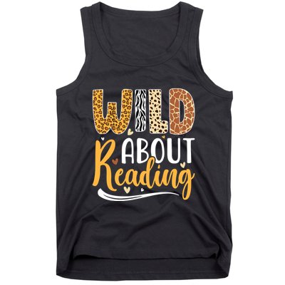 Wild About Reading Books Readers Lovers Bookworm Library Day Tank Top