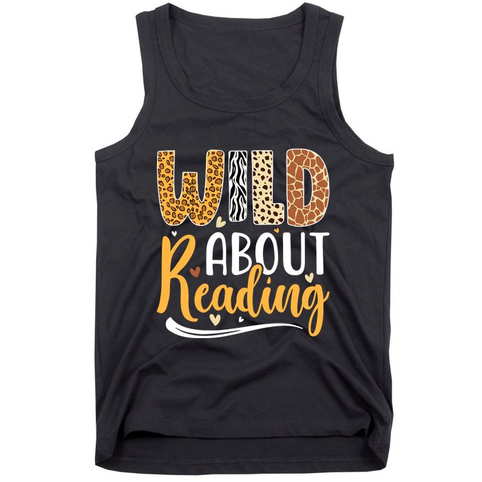 Wild About Reading Books Readers Lovers Bookworm Library Day Tank Top
