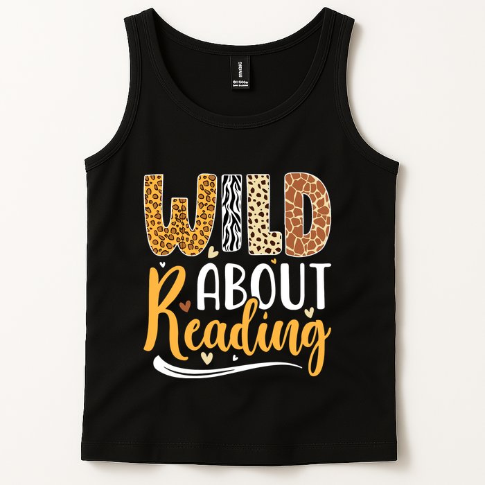 Wild About Reading Books Readers Lovers Bookworm Library Day Tank Top