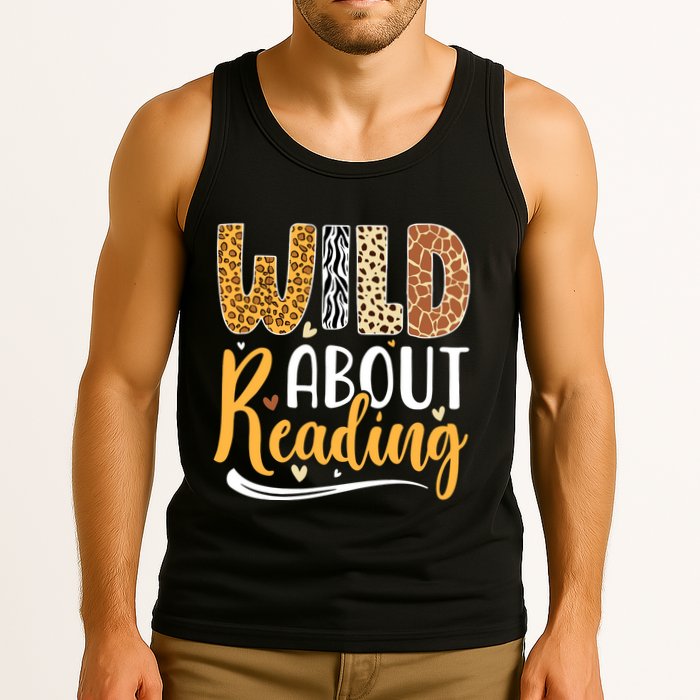 Wild About Reading Books Readers Lovers Bookworm Library Day Tank Top