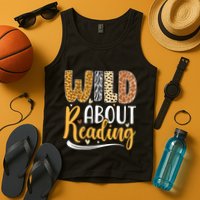 Wild About Reading Books Readers Lovers Bookworm Library Day Tank Top