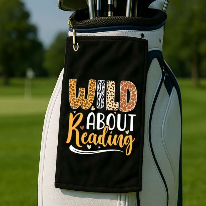 Wild About Reading Books Readers Lovers Bookworm Library Day Golf Towel