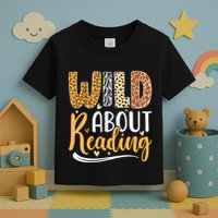 Wild About Reading Books Readers Lovers Bookworm Library Day Toddler T-Shirt