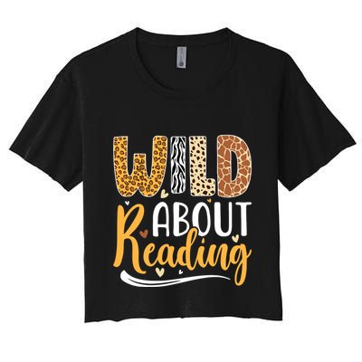 Wild About Reading Books Readers Lovers Bookworm Library Day Crop Top