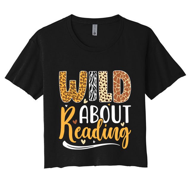 Wild About Reading Books Readers Lovers Bookworm Library Day Crop Top