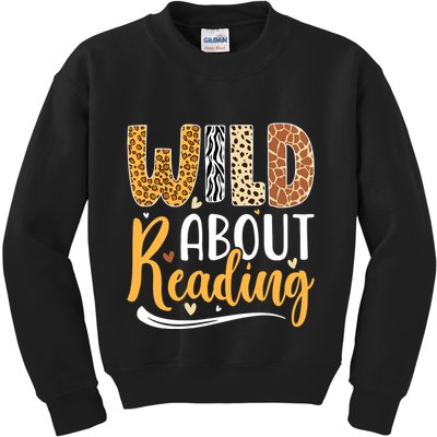 Wild About Reading Books Readers Lovers Bookworm Library Day Kids Sweatshirt