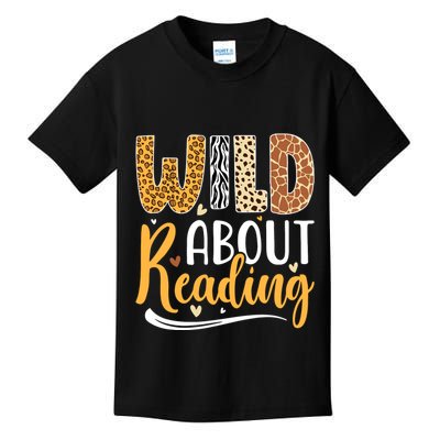 Wild About Reading Books Readers Lovers Bookworm Library Day Kids T-Shirt