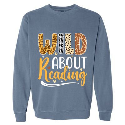 Wild About Reading Books Readers Lovers Bookworm Library Day Garment-Dyed Sweatshirt