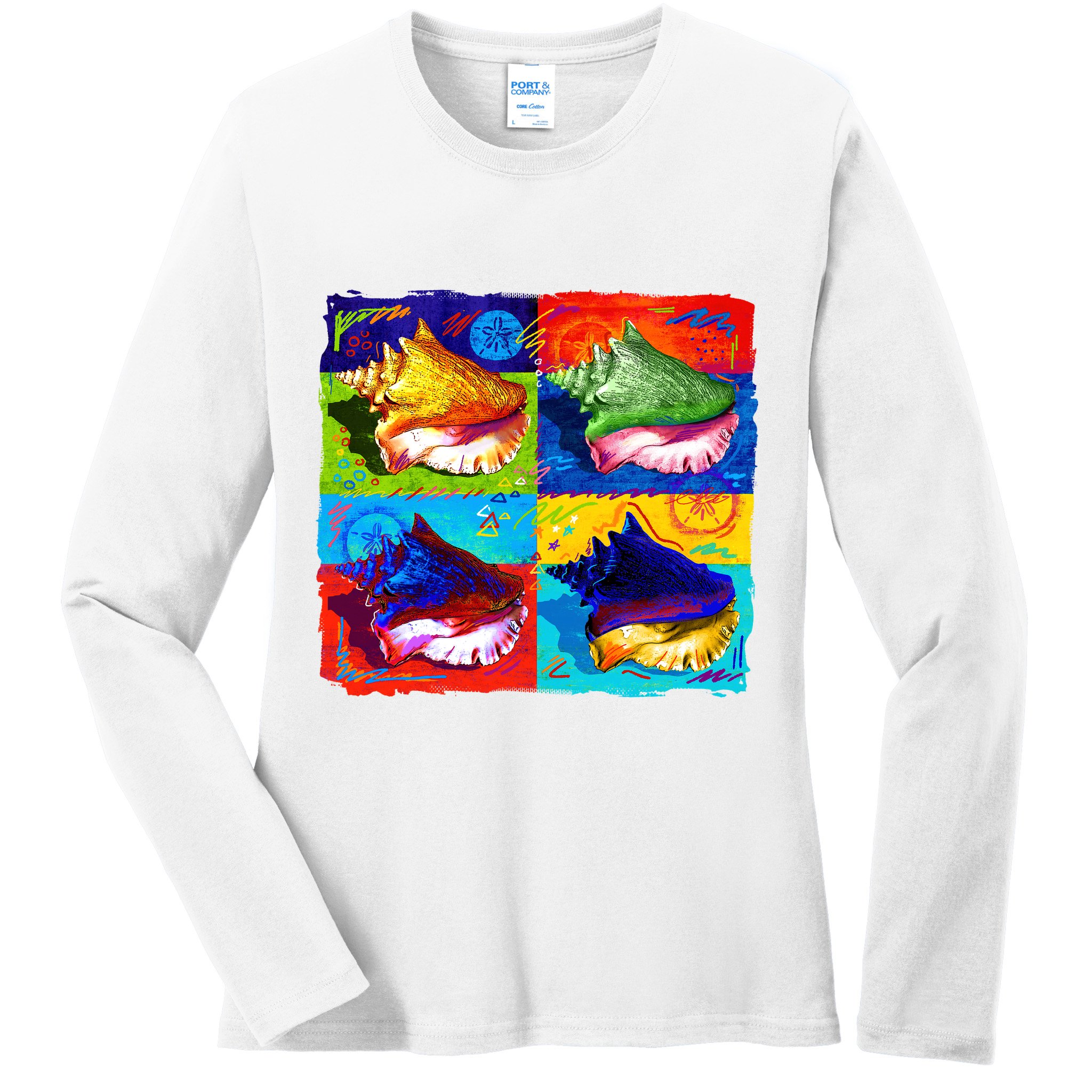 Warhol Conch Shells Ladies Long Sleeve Shirt