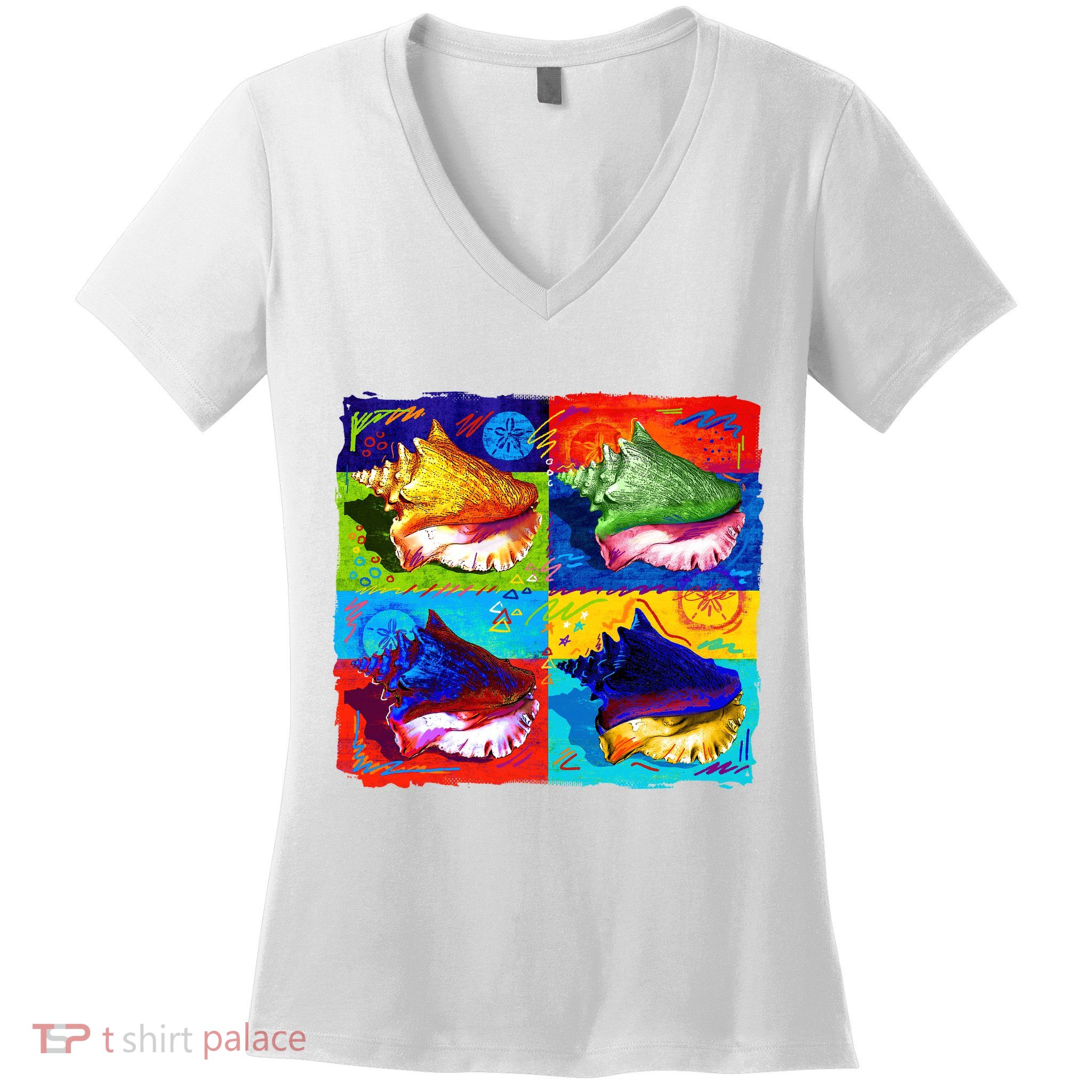 Warhol Conch Shells Women's V-Neck T-Shirt