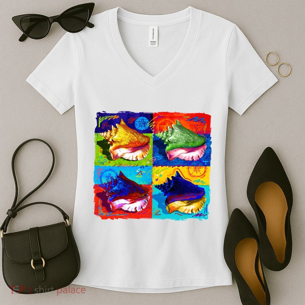 Warhol Conch Shells Women's V-Neck T-Shirt