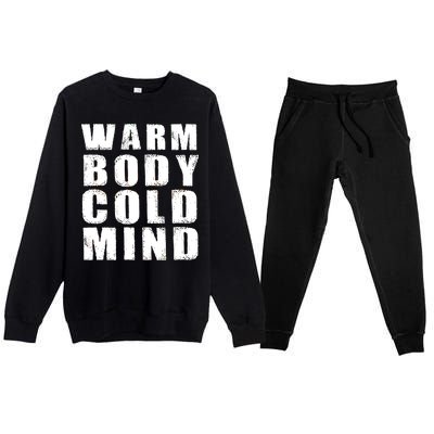 Warm Body Cold Mind Baseball Spring Training Quote Premium Crewneck Sweatsuit Set