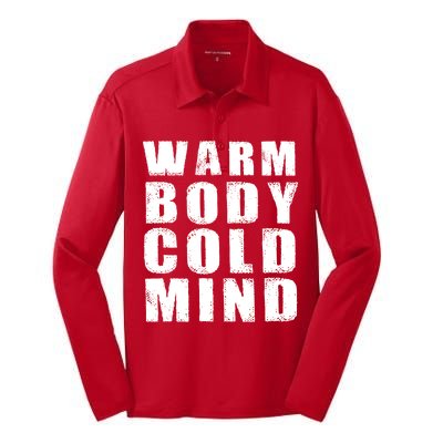 Warm Body Cold Mind Baseball Spring Training Quote Silk Touch Performance Long Sleeve Polo