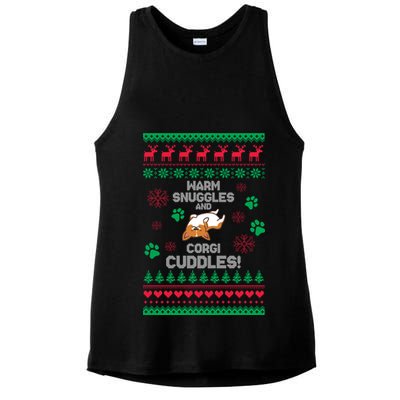Warm Snuggles And Corgi Cuddles Ugly Sweater Ladies PosiCharge Tri-Blend Wicking Tank