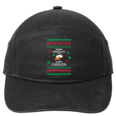 Warm Snuggles And Corgi Cuddles Ugly Sweater 7-Panel Snapback Hat