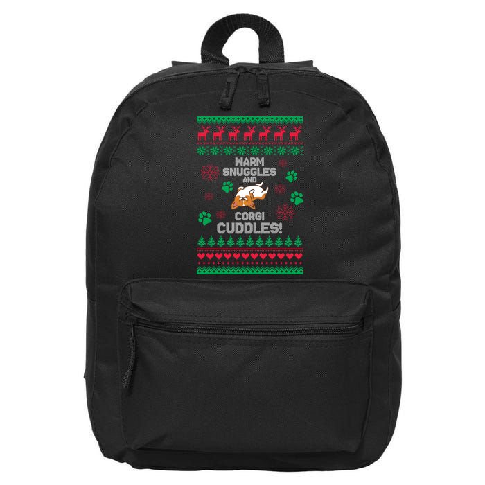 Warm Snuggles And Corgi Cuddles Ugly Sweater 16 in Basic Backpack