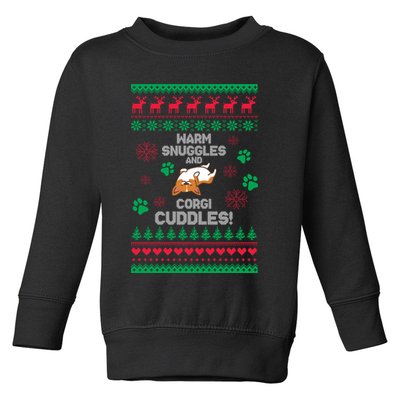 Warm Snuggles And Corgi Cuddles Ugly Sweater Toddler Sweatshirt