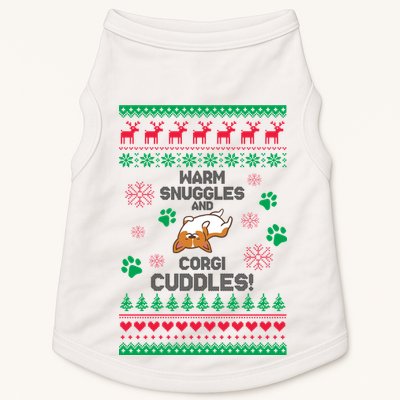 Warm Snuggles And Corgi Cuddles Ugly Sweater Doggie Tank