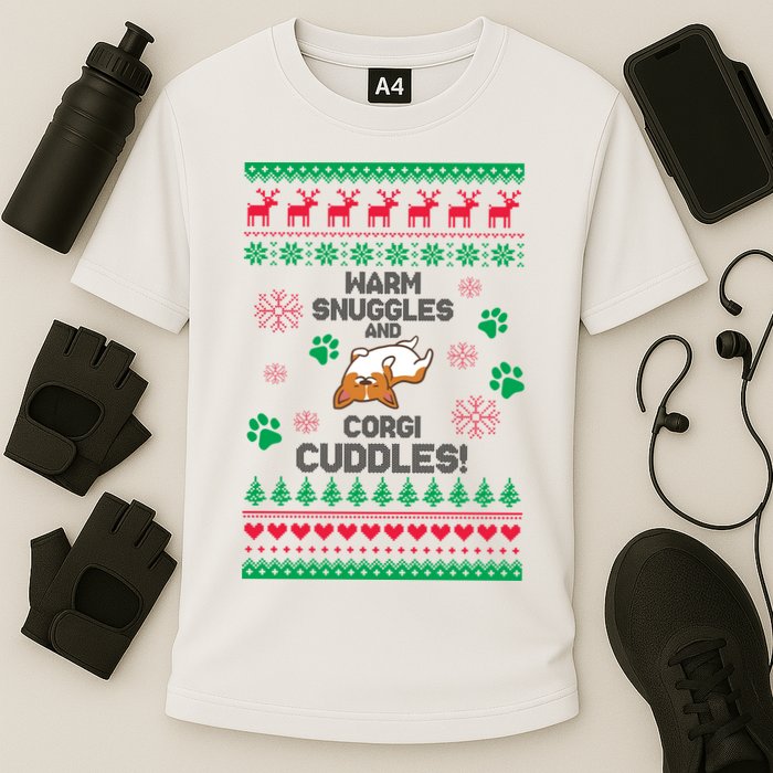Warm Snuggles And Corgi Cuddles Ugly Sweater Performance Shirt