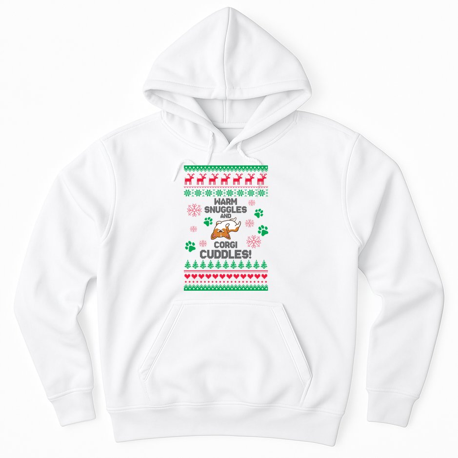 Warm Snuggles And Corgi Cuddles Ugly Sweater Hoodie