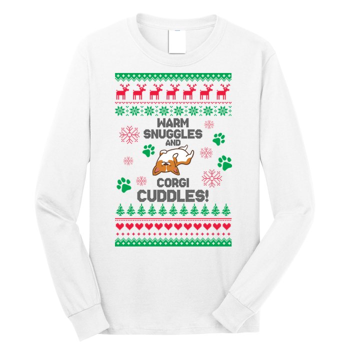 Warm Snuggles And Corgi Cuddles Ugly Sweater Long Sleeve Shirt