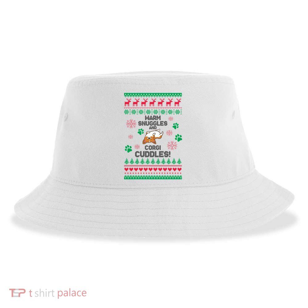 Warm Snuggles And Corgi Cuddles Ugly Sweater Sustainable Bucket Hat