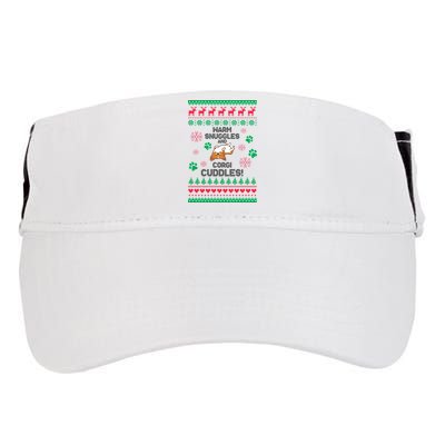 Warm Snuggles And Corgi Cuddles Ugly Sweater Adult Drive Performance Visor