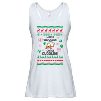 Warm Snuggles And Corgi Cuddles Ugly Sweater Ladies Essential Flowy Tank