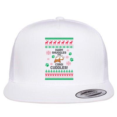 Warm Snuggles And Corgi Cuddles Ugly Sweater Flatbill Hat