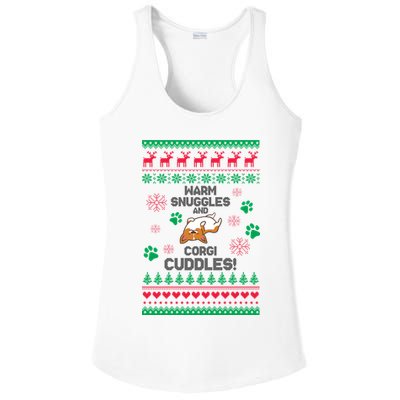 Warm Snuggles And Corgi Cuddles Ugly Sweater Ladies PosiCharge Competitor Racerback Tank