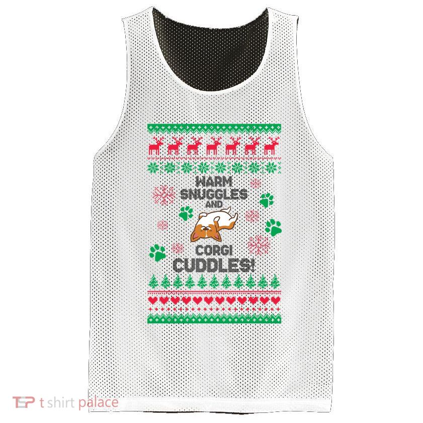 Warm Snuggles And Corgi Cuddles Ugly Sweater Mesh Reversible Basketball Jersey Tank