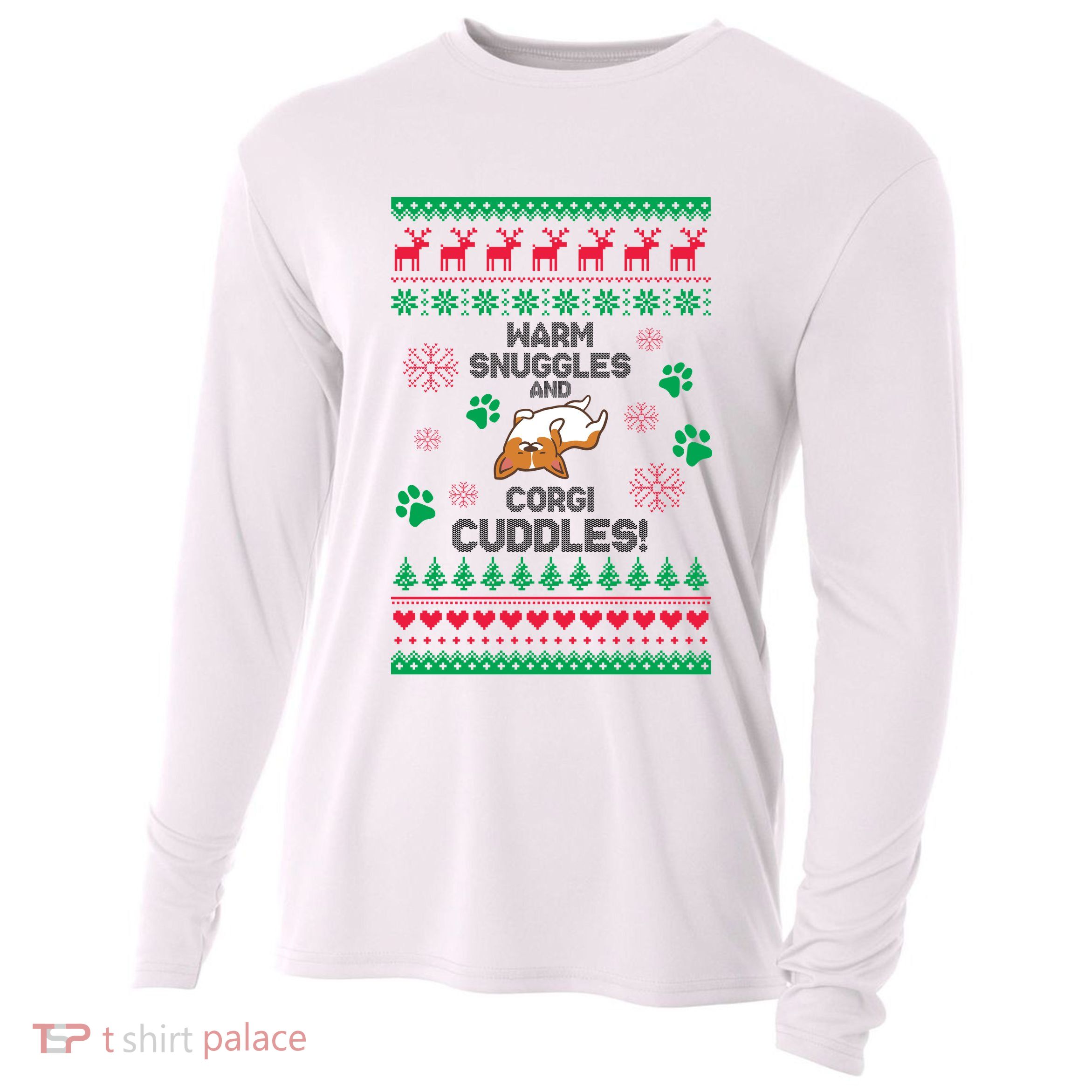 Warm Snuggles And Corgi Cuddles Ugly Sweater Cooling Performance Long Sleeve Crew